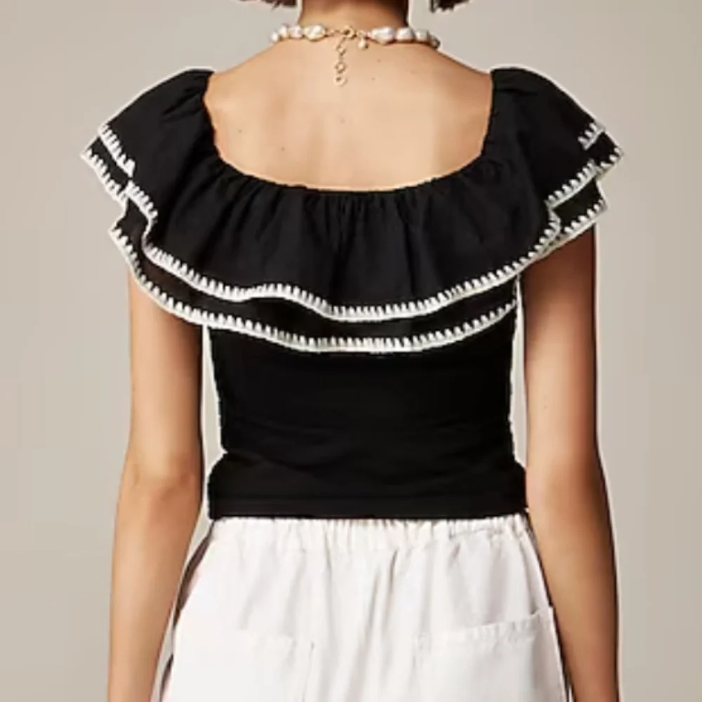 J. Crew Black Off The Shoulder Ruffle Top - Various Size